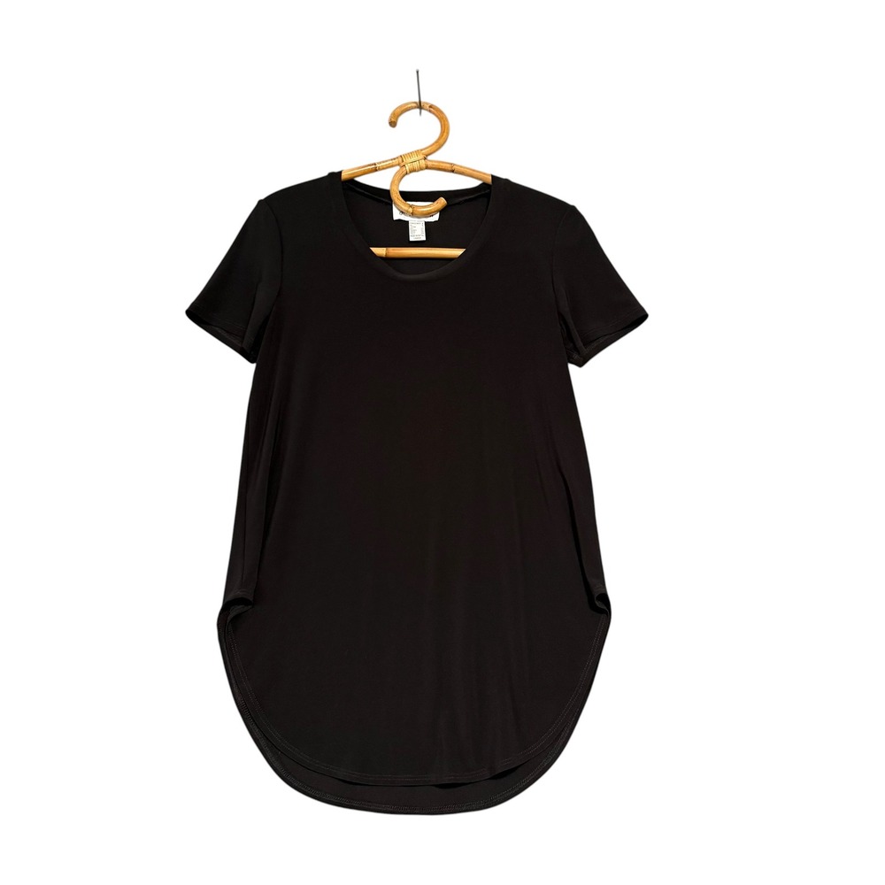 Joseph Ribkoff | Tunic Top Black Short Sleeve Curved Hem Stretch Size 4